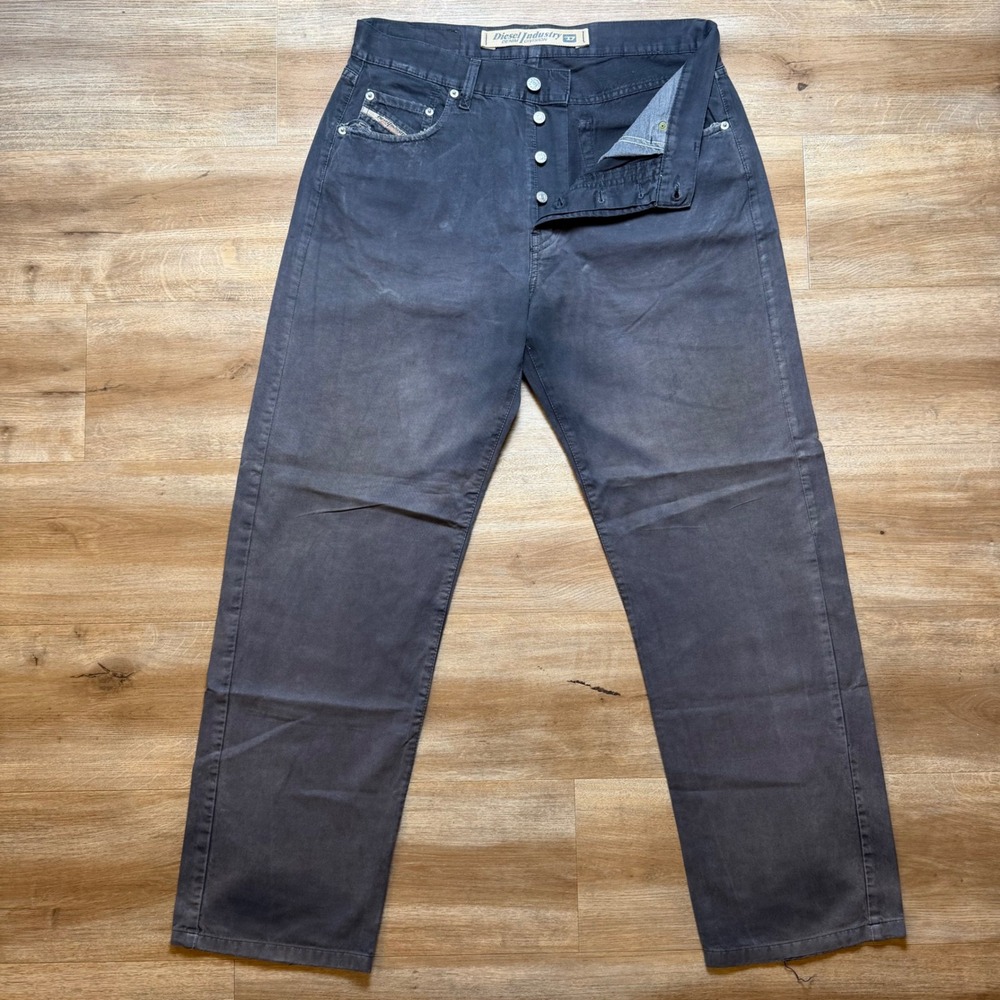 Diesel Kulter Jeans Men 32x30 Black Sun Faded Straight Leg Made in Italy Y2K